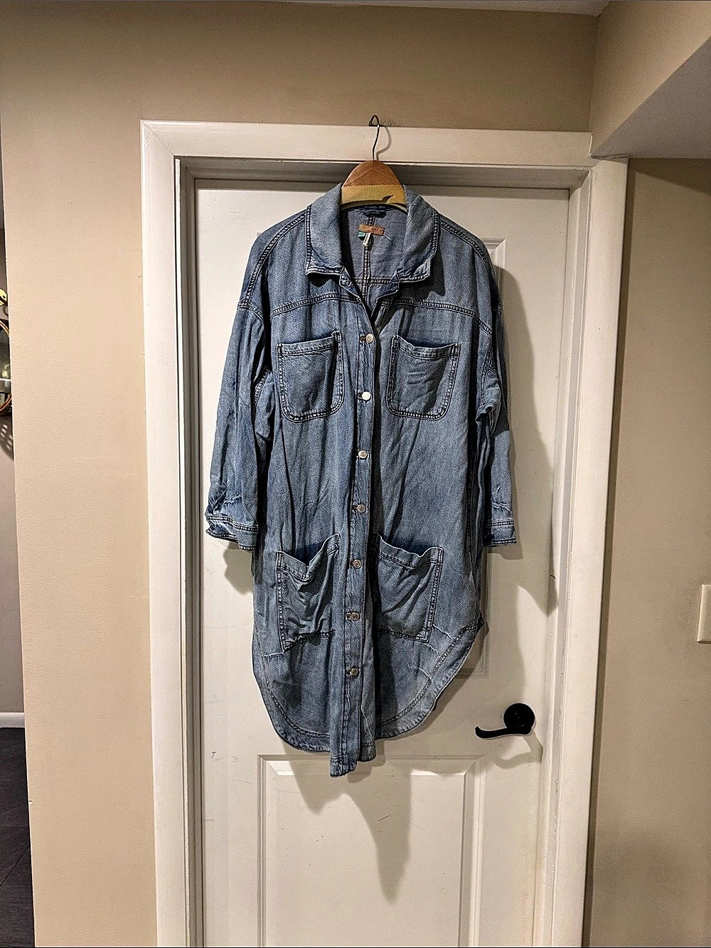 Anthropologie’s PILCRO Utility Shirt Dress Denim Blue Size 1X